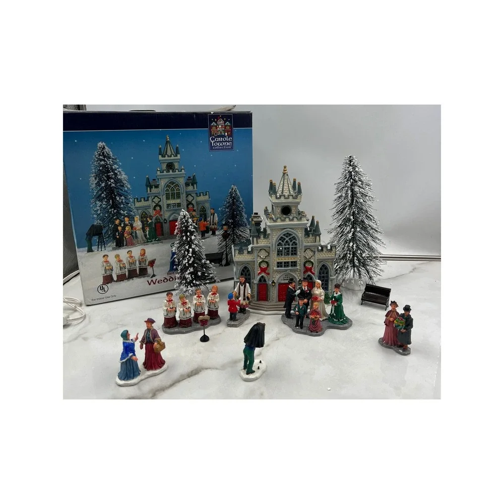 Lemax Carole Towne St John Church Wedding Set 2001 Christmas Village Lit Boxed